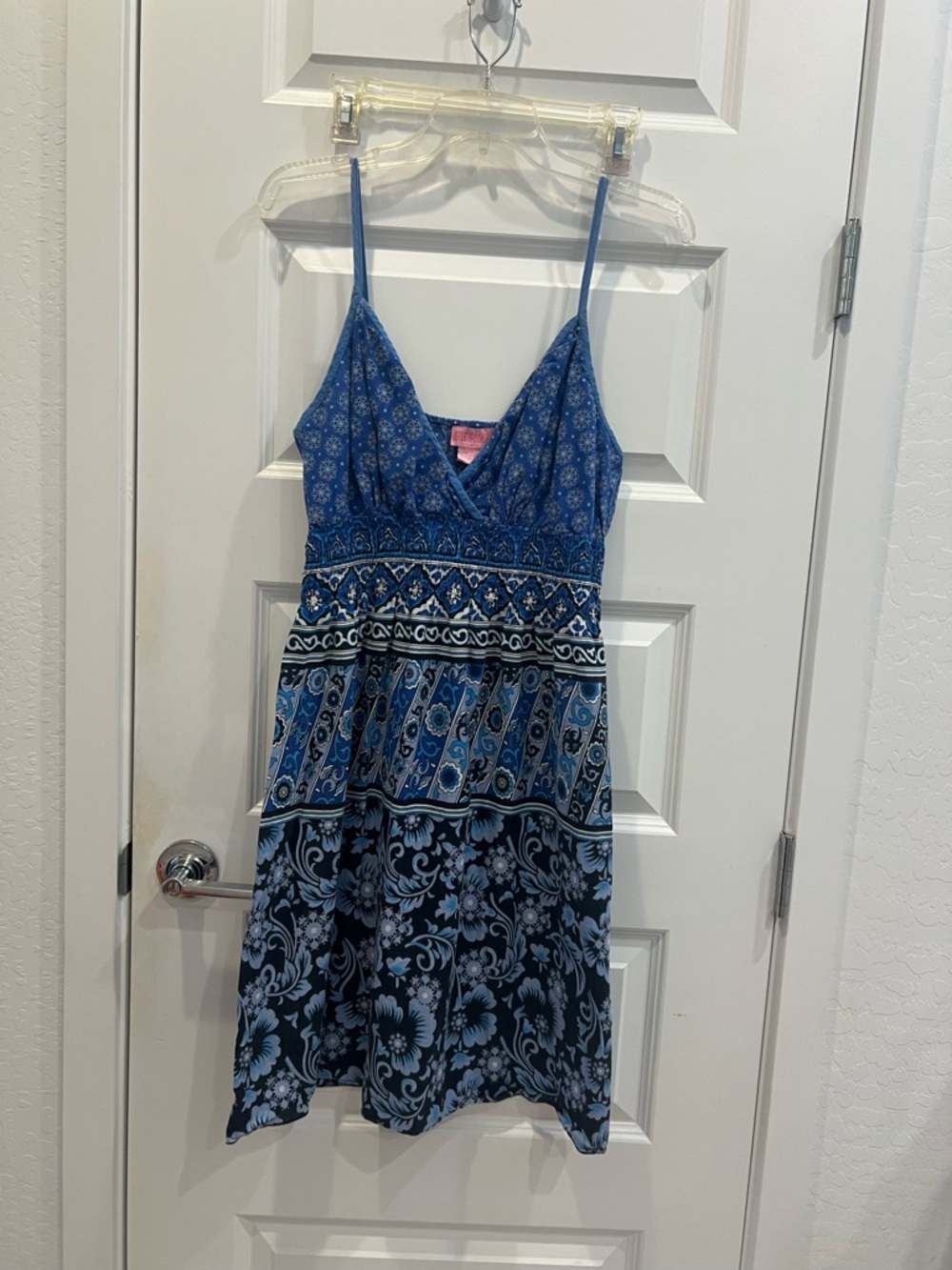 She's Cool Navy Blue Patterned Summer Dress